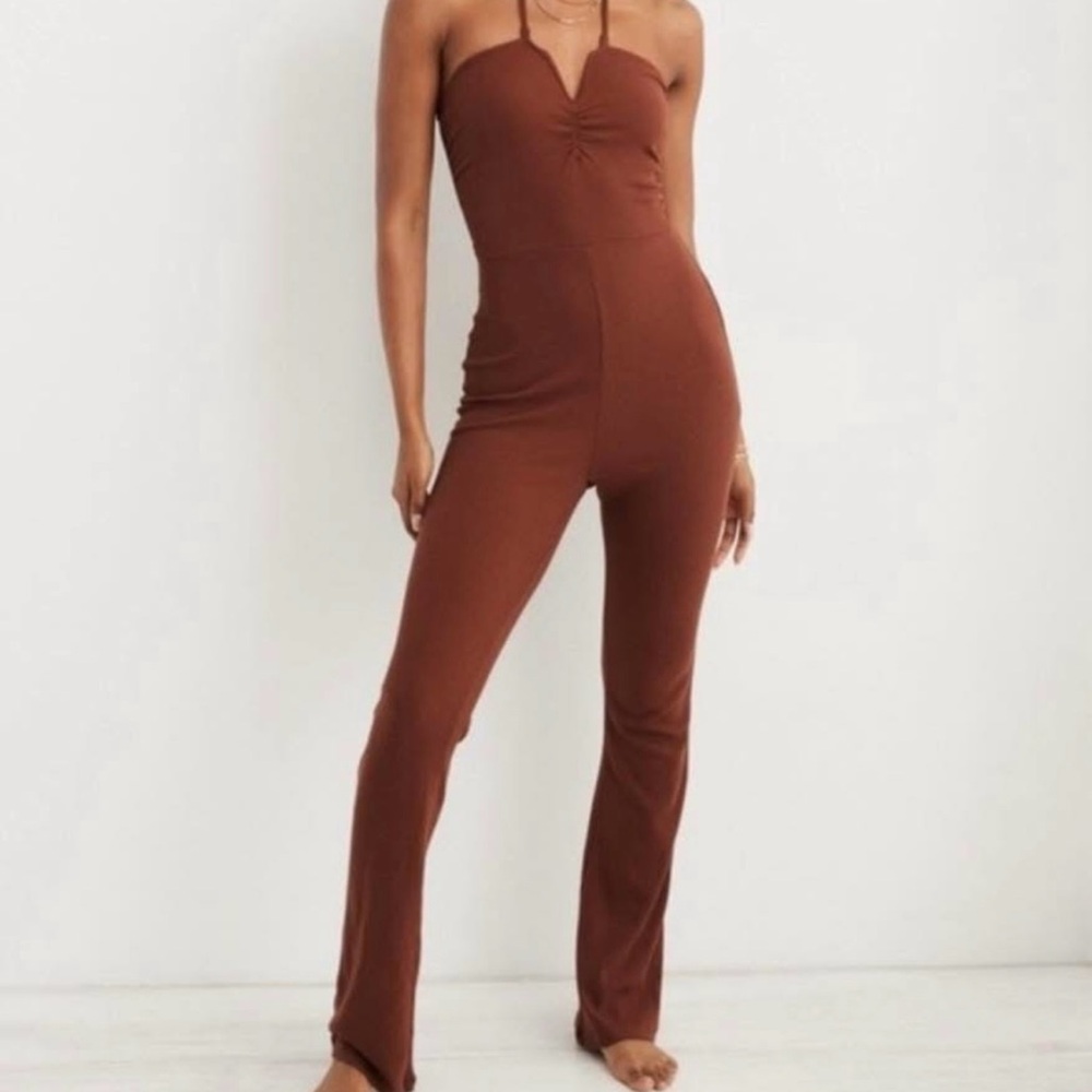 Elegant Brown Jumpsuit aerie m